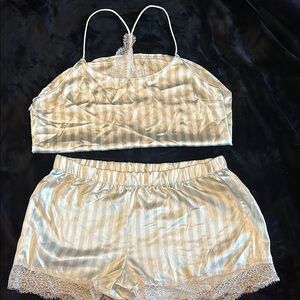 Victoria's Secret Cream Striped Pajama Set